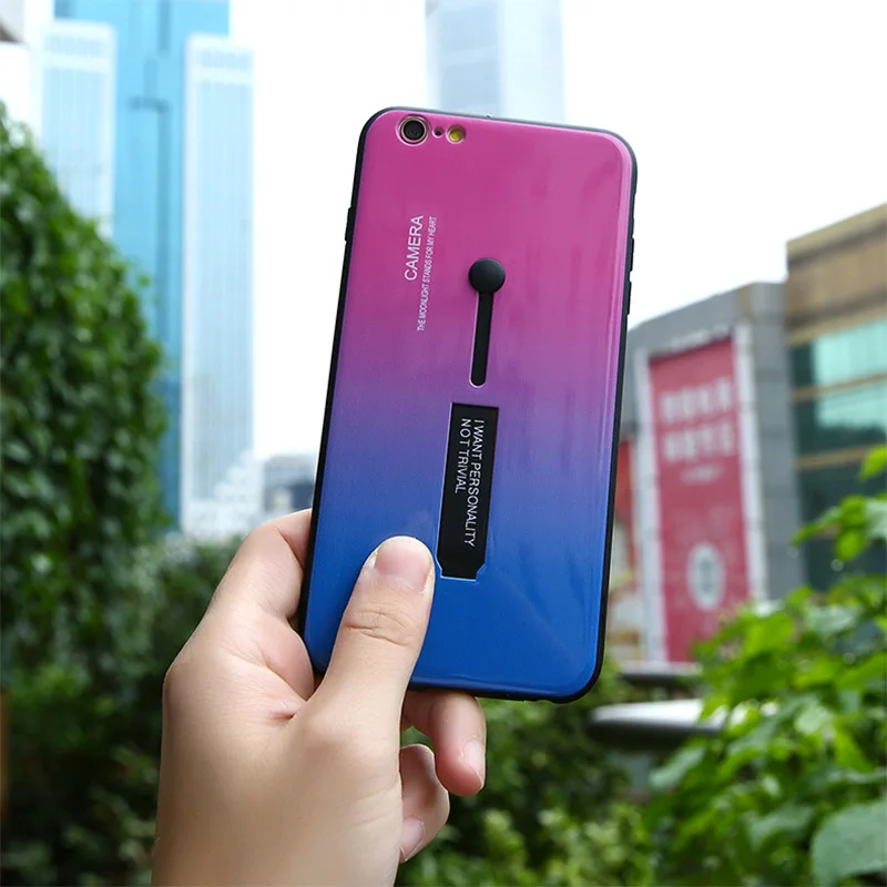 Градиент цвета радуги кольцо кронштейн чехол для телефона Apple iPhone XR XS Max X 8 7 6 6S Plus