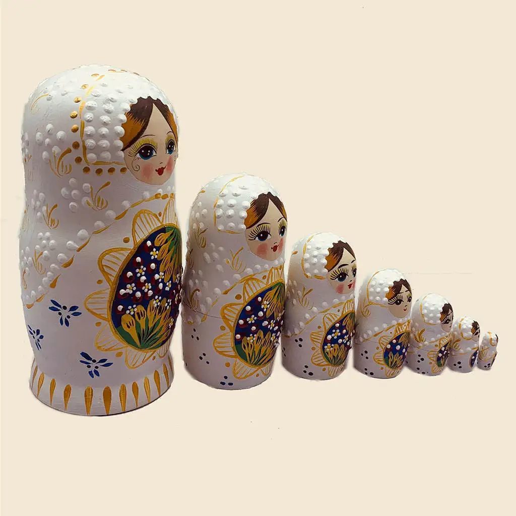 

Russian Nesting Dolls Basswood Wooden Dolls Stacking Toys Set of 7 for Home Decor Party Prop Girl Kids Toddlers