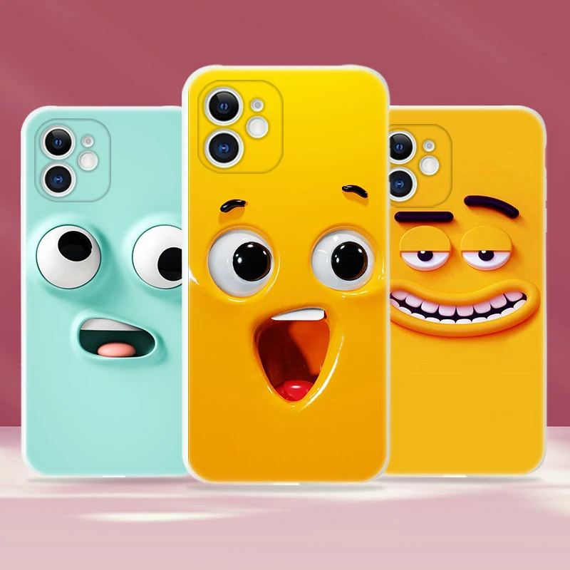 

Phone Cases For iPhone 11 12 Pro MAX Mini X XS XR 8 7 6S 6 Plus SE 2020 For Apple 12 11 Pro MAX Cute Smiley Face Coque Funda