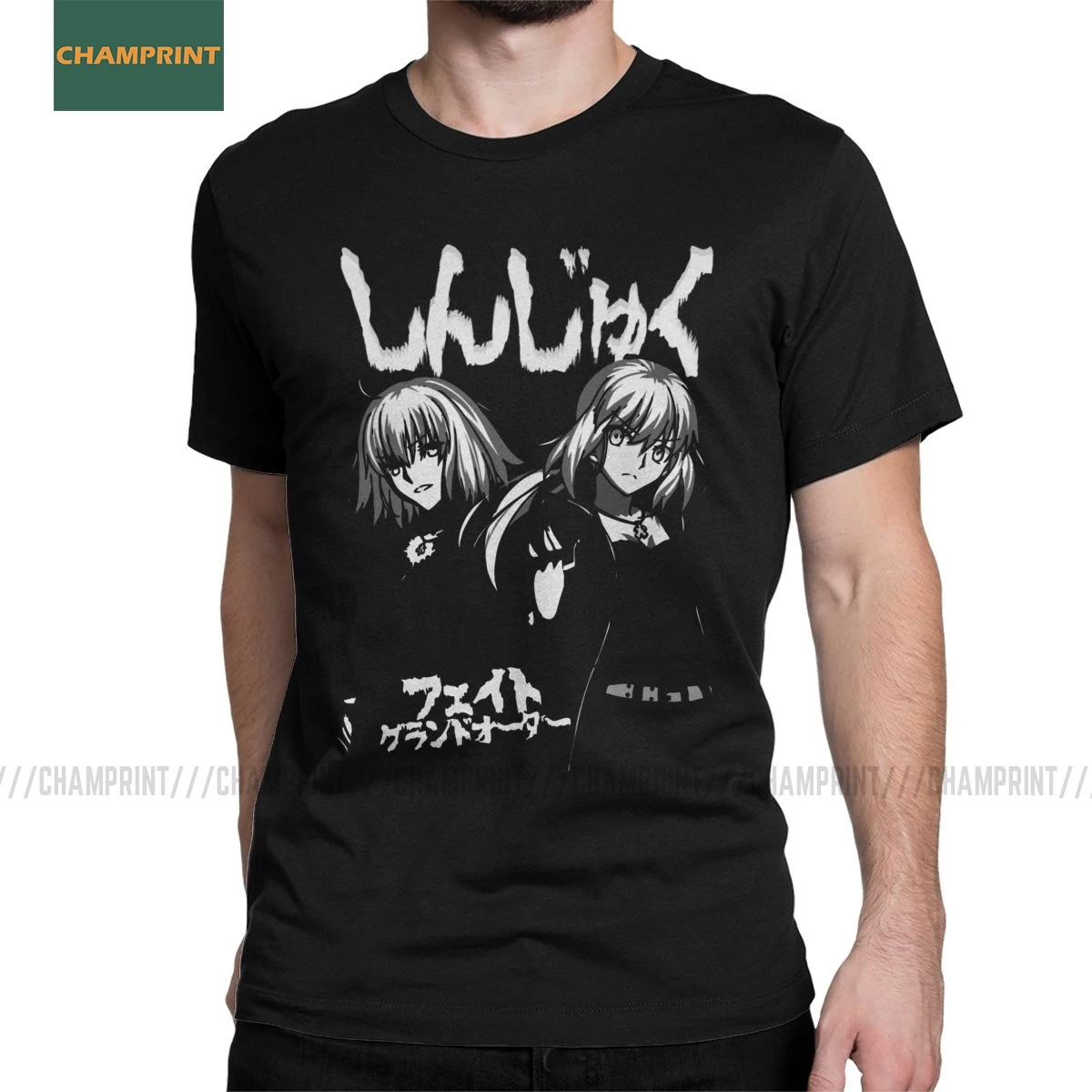 Fate Grand Order Shinjuku Girls T Shirts Men's Pure Cotton Casual T-Shirts Anime Saber Arts Extra Attack Tees Short Sleeve | Мужская