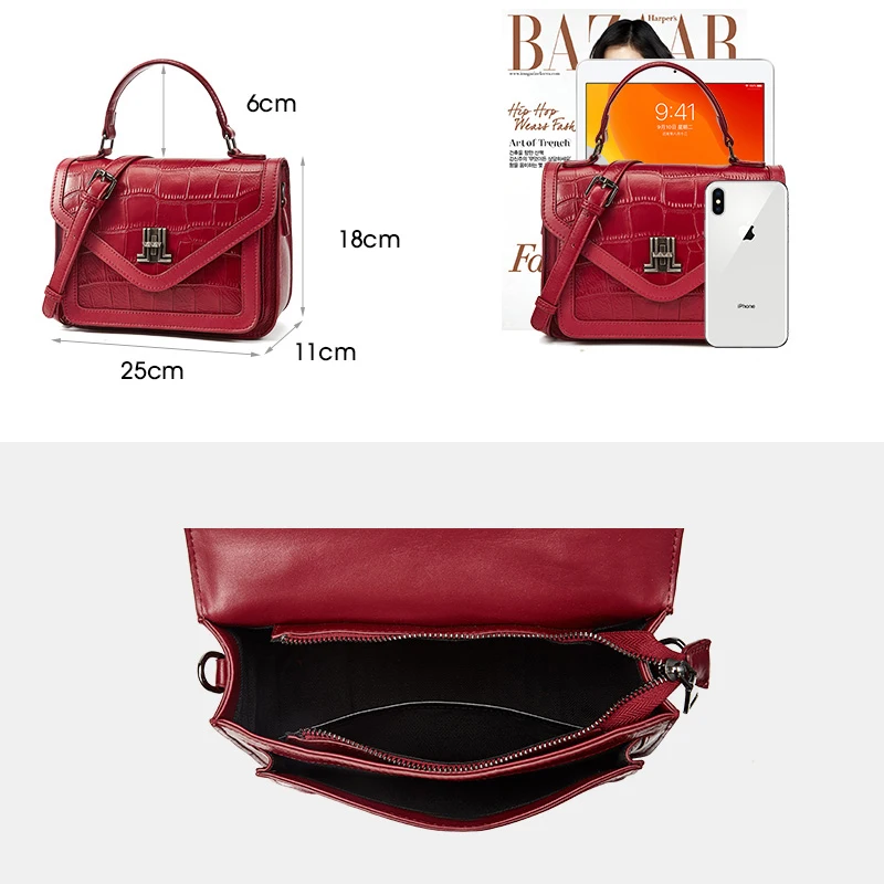 2020 модная новая женская сумка-мессенджер из натуральной кожи с крокодиловым