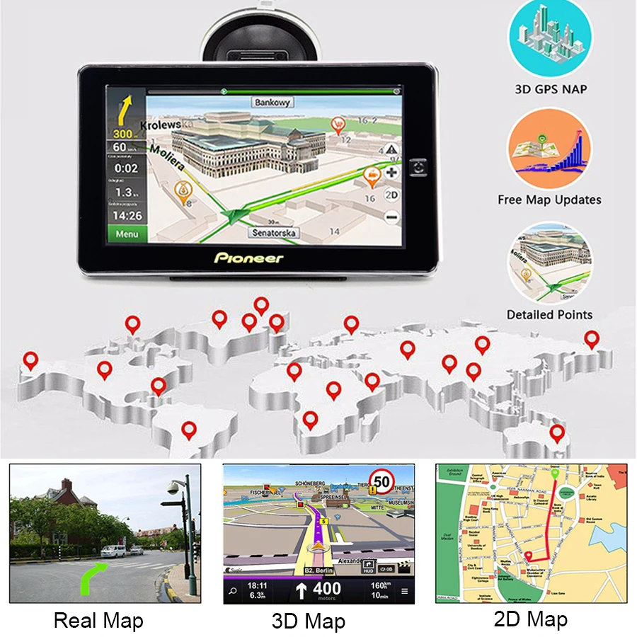 7 дюймовый емкостный экран 800 МГц для автомобиля грузовика gps навигация DDR3 256M 8 ГБ FM