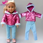 Детская одежда с кукольным принтом для новорожденных; Пальто с мехом; 18 дюймов; Одежда с кукольным принтом для девочек в американском стиле; Зимний костюм; Брюки
