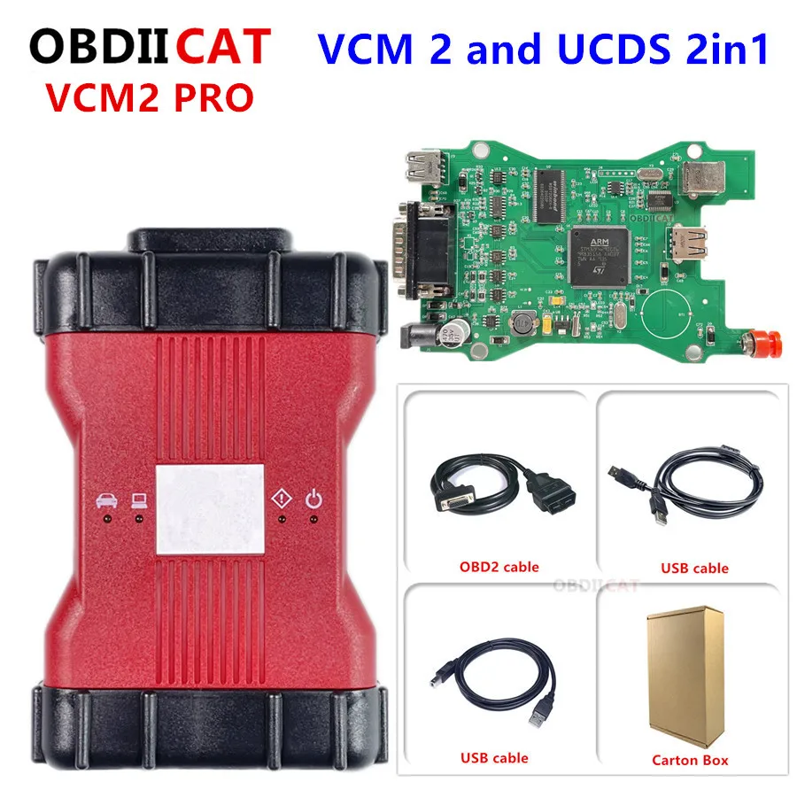 Автомобильный диагностический инструмент OBD2 OBDIICAT VCMII Pro включает в себя VCM 2 и UCDS