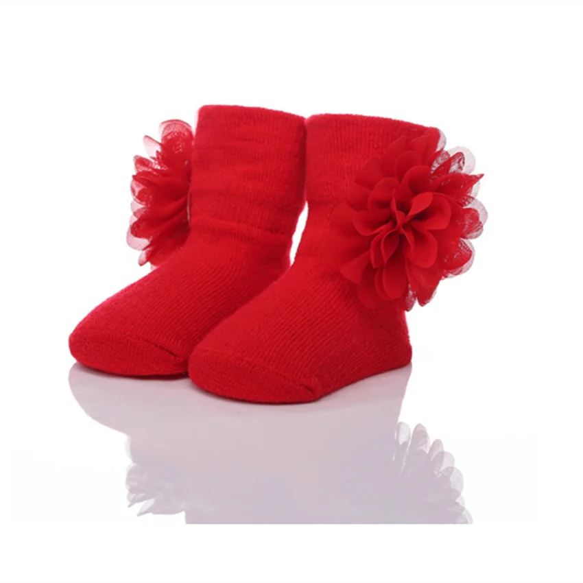 Носки для новорожденных хлопковые носки малышей шифоновые детские с цветами
