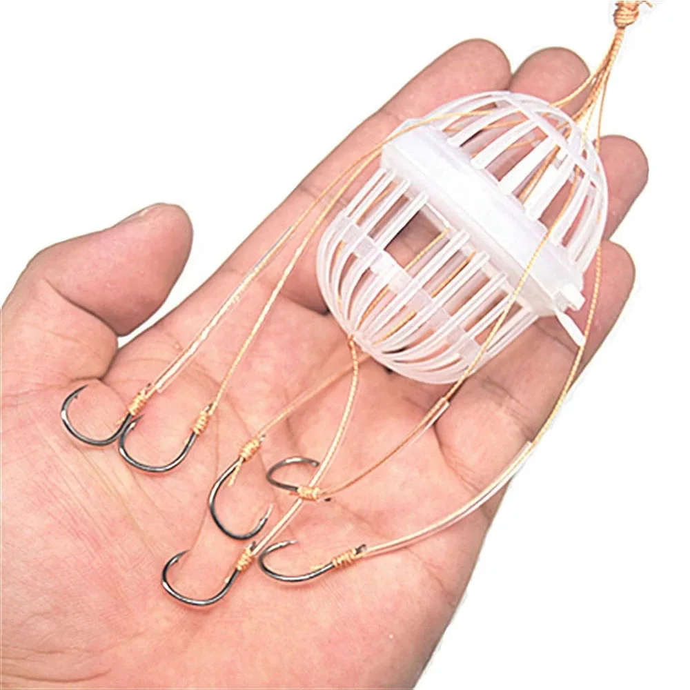 

1Pcs Fishing Hooks Explosion Baits Cage Sea Box Hook Monsters With Six Strong Carbon Steel Plastics Carp Spherical Tackle Tools