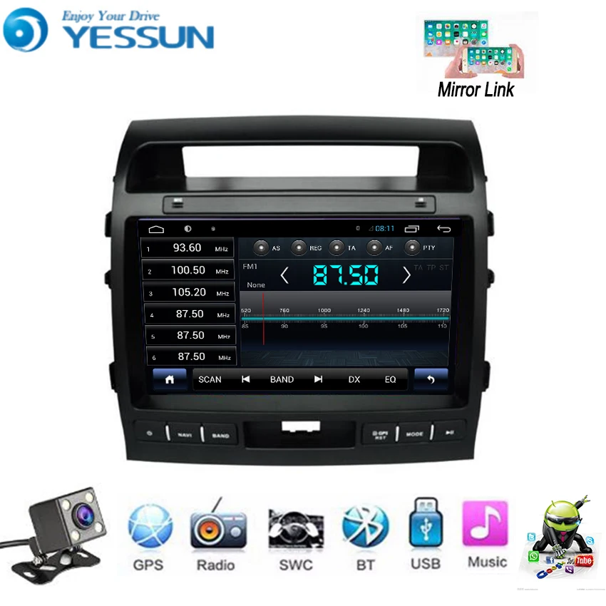 Автомобильный мультимедийный плеер YESSUN для Toyota Land Cruiser 2007 ~ 2012 Android GPS-навигация