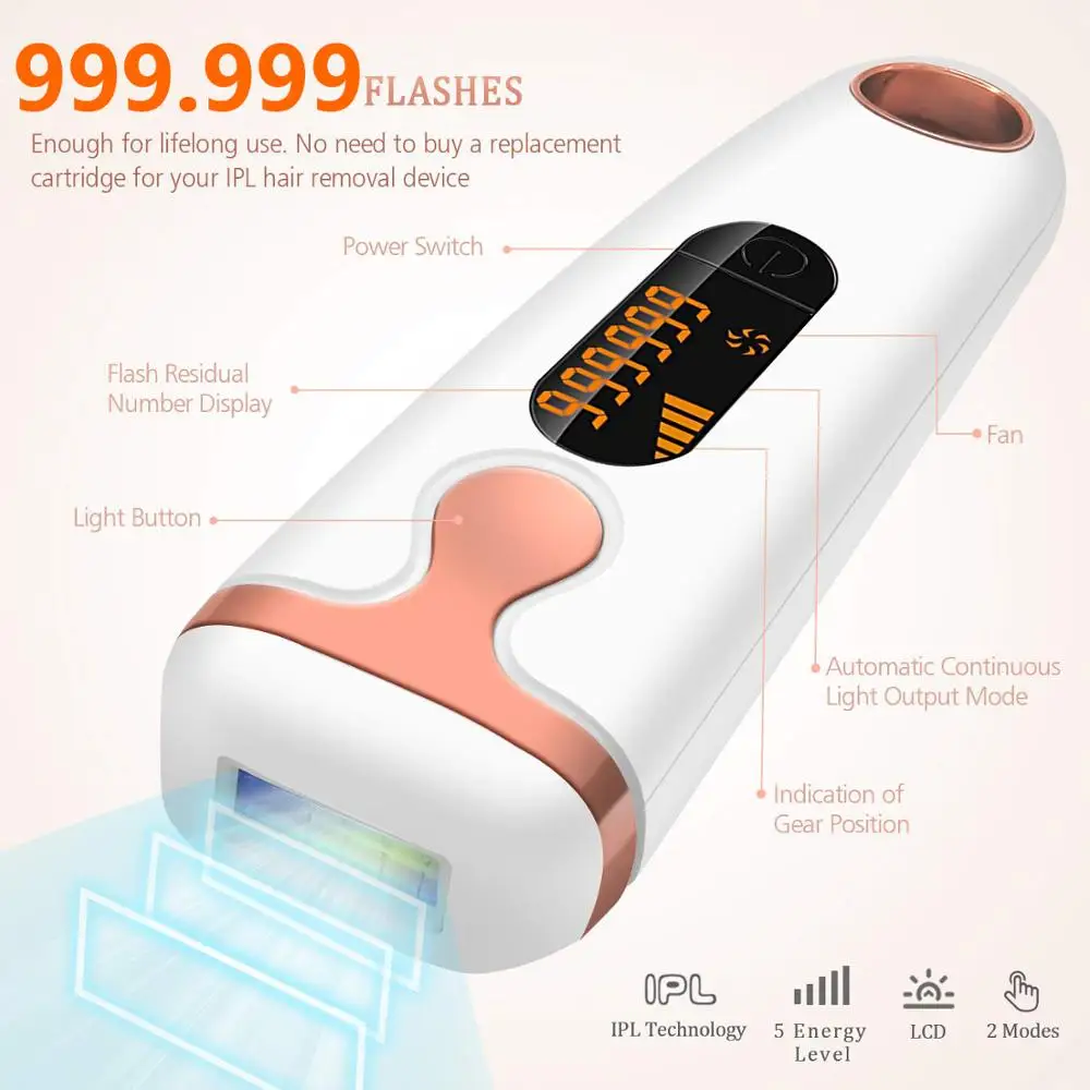 999999 Flashes Hair removal Laser Epilator Permanent IPL Removal Professional Painless epilator for Women Facial body | Бытовая техника