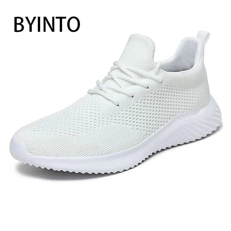 Мужские теннисные туфли легкие дышащие сетчатые белые Нескользящие кроссовки