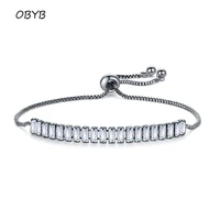 2021 korean new design fashion silver bracelet single row full crystal zircon bracelet for women fashion wedding party gift