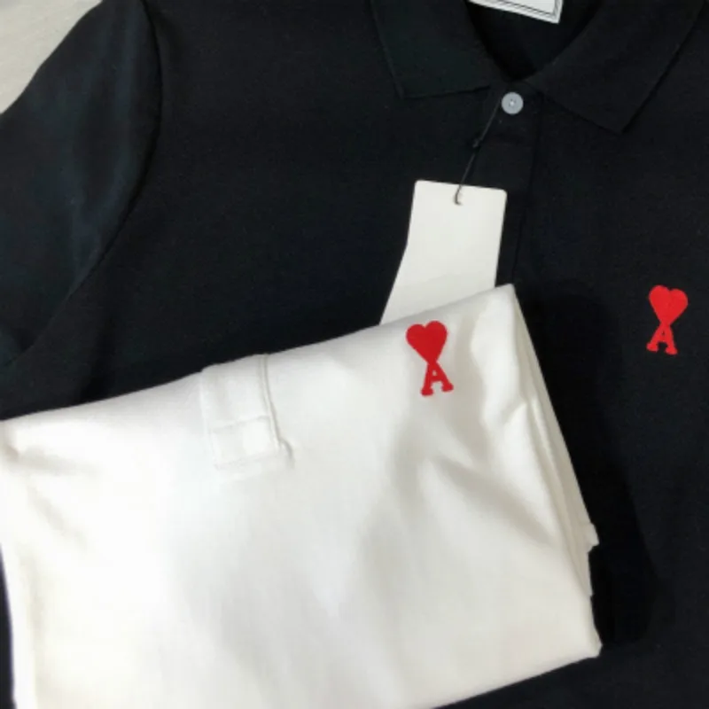 

Spring Summer Fashion Classic Trendy Design Love Peach Red Heart Shaped Letter A Embroidery Women Men Short Sleeve T-shirt A1