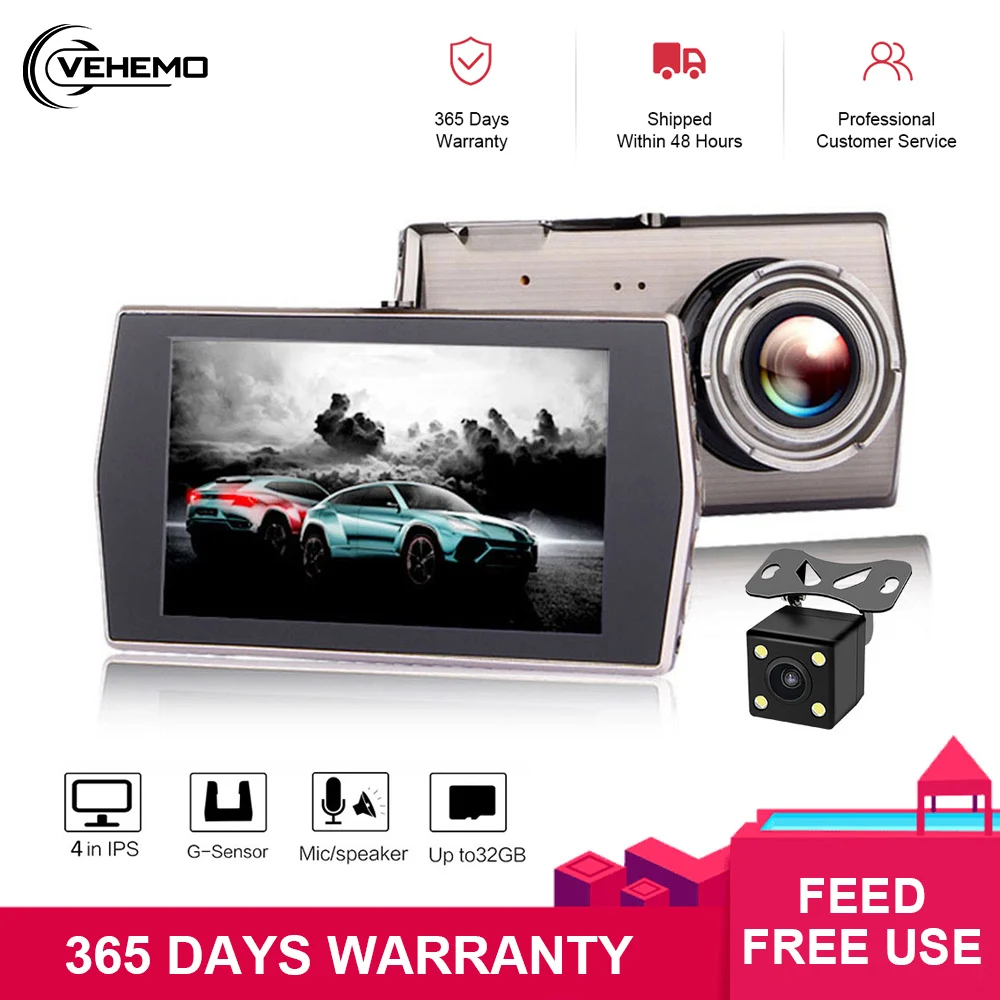 Автомобильный видеорегистратор VEHEMO 4 дюйма с углом обзора 170 градусов FHD 1080P