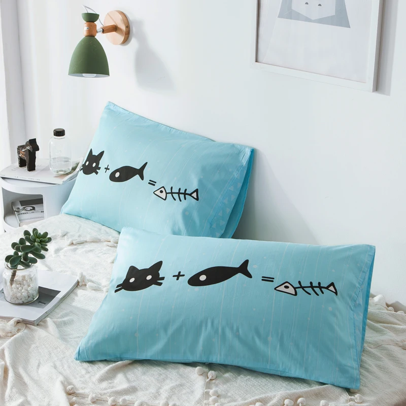 Медленная мечта 100% Чистый хлопок мультфильм рыба активный напечатанный синий