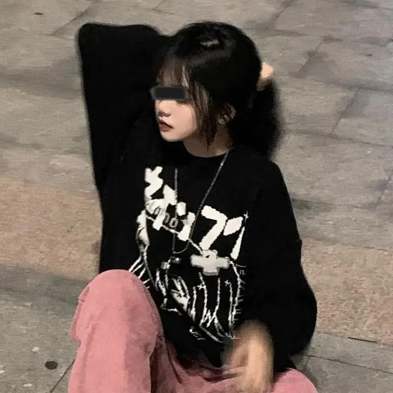 Sweater Oversize Y2k Tops Long Sleeve Winter Clothes Women Jumper Anime Pullover Streetwear Knitted Coat Vintage Korean Clothing | Женская
