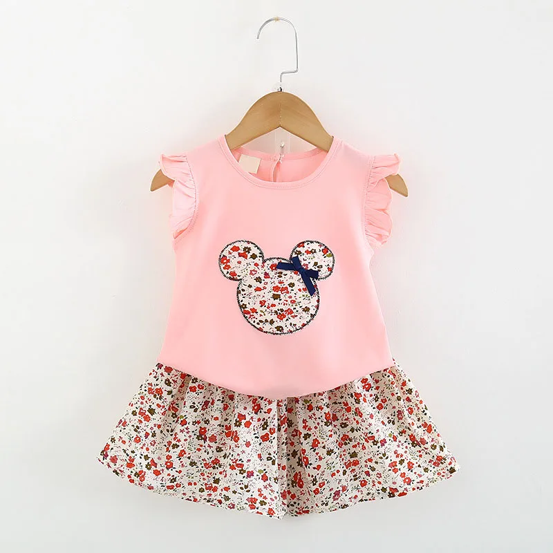

Cartoon Cute Summer Clothes Sets Children Casual Vest And Floral Shorts Outfits 2 Pieces Baby Girls Princess Sweet Clothing 3-7Y