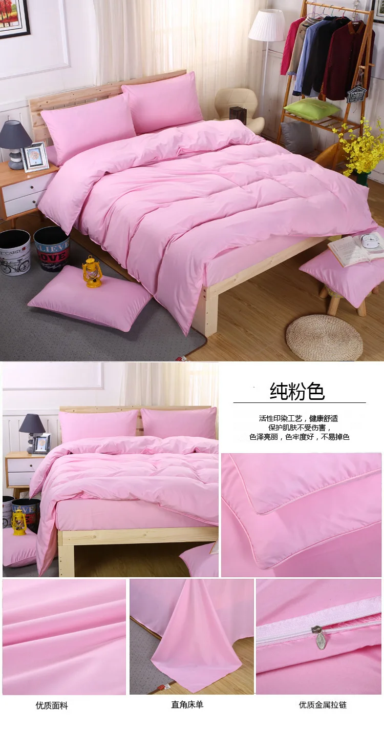 Red Pure Color AB Side 4pcs Bedding Set 1.5m 1.8m 2m 2.2m Bed Sheet Duvet Cover Pillowcase Beds King Queen Double Size Bedlinens
