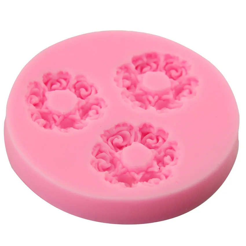 Three-hole Rose Multi Silicone Cake Mold Fondant Cake Decorating Mould Kitchen Baking Appliance