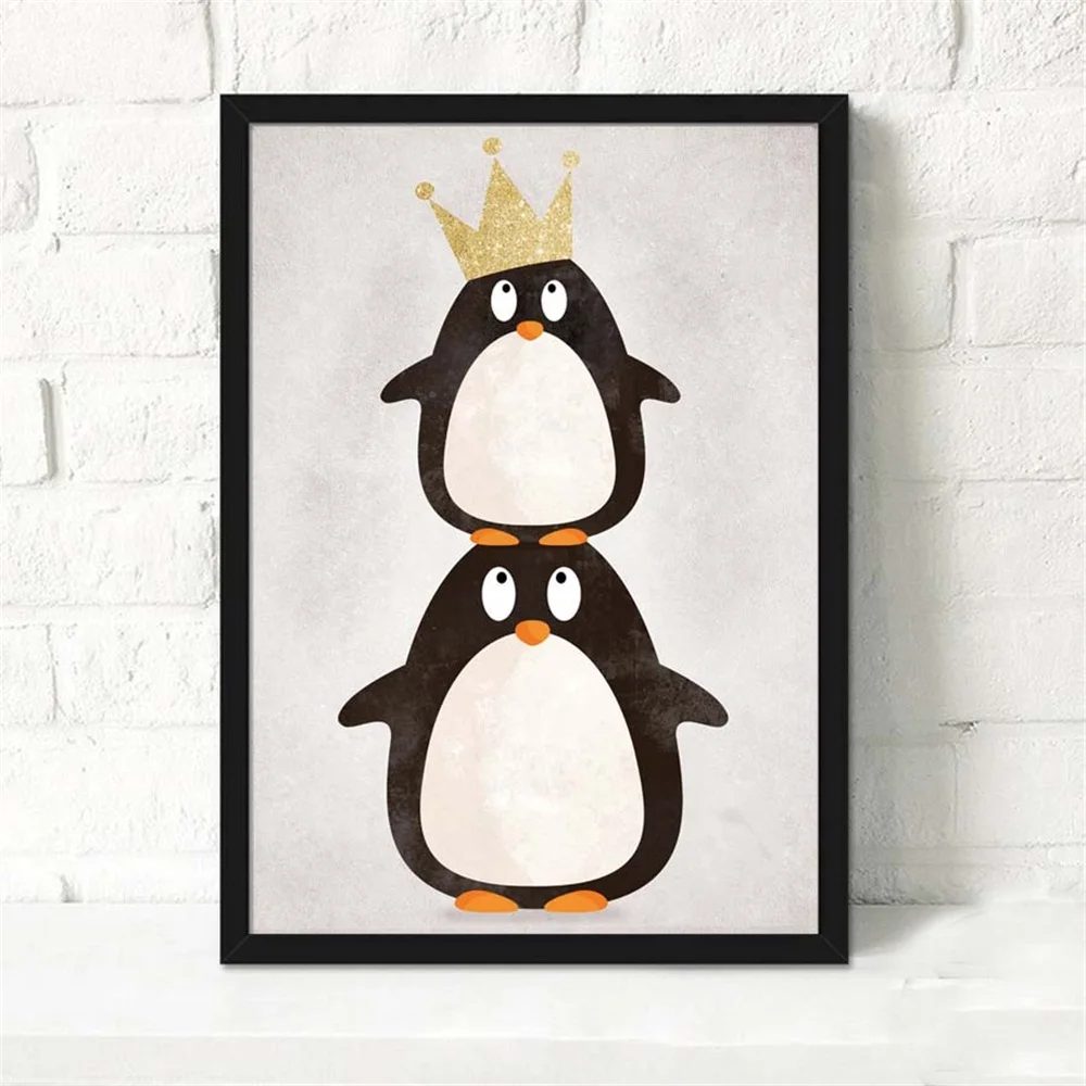 Мультяшное милое животное Безрамное живопись Скандинавское современное