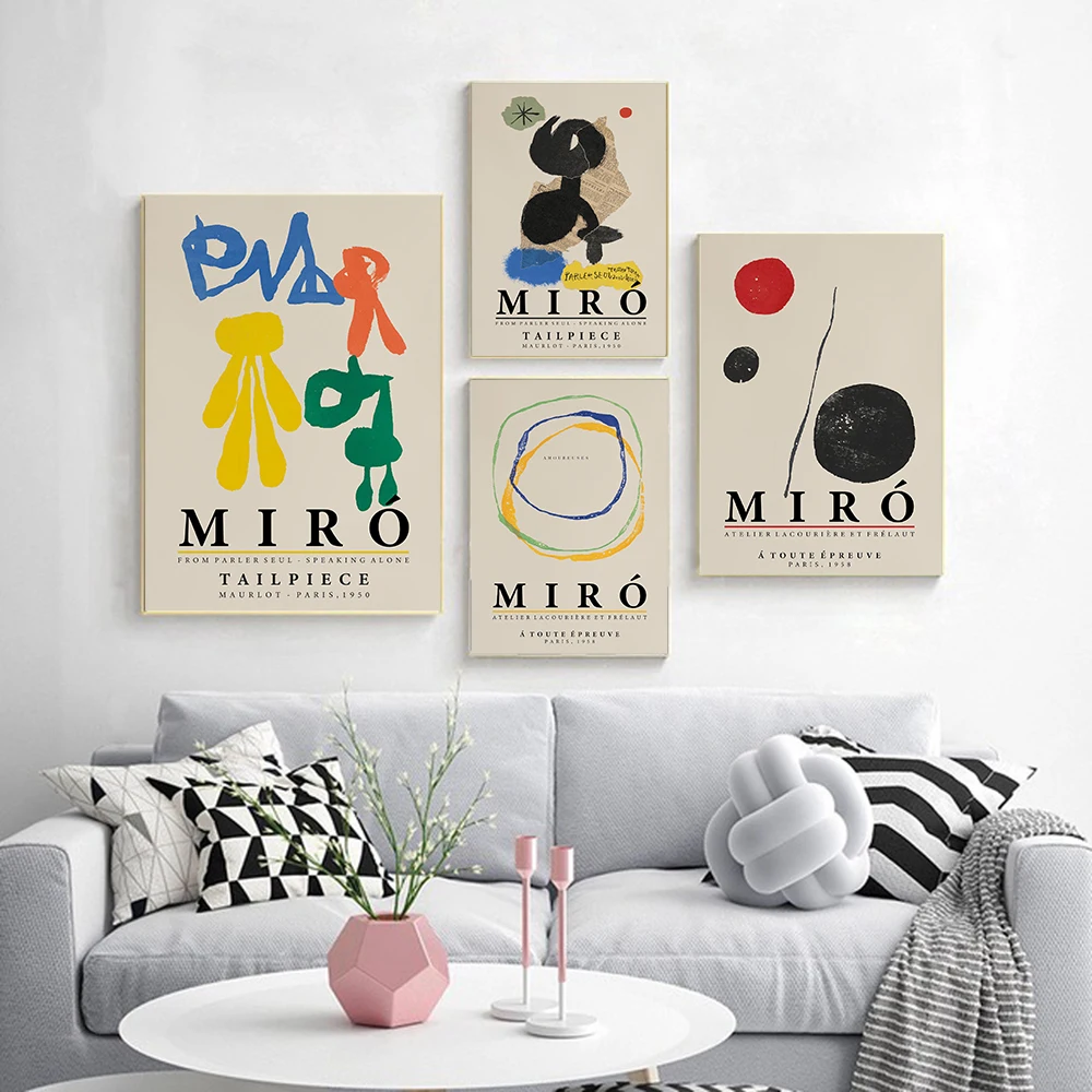 

Retro Artwork Exhibition Poster Joan Miro Canvas Painting Gallery Art Print Museum Wall Picture For Living Room Home Decor
