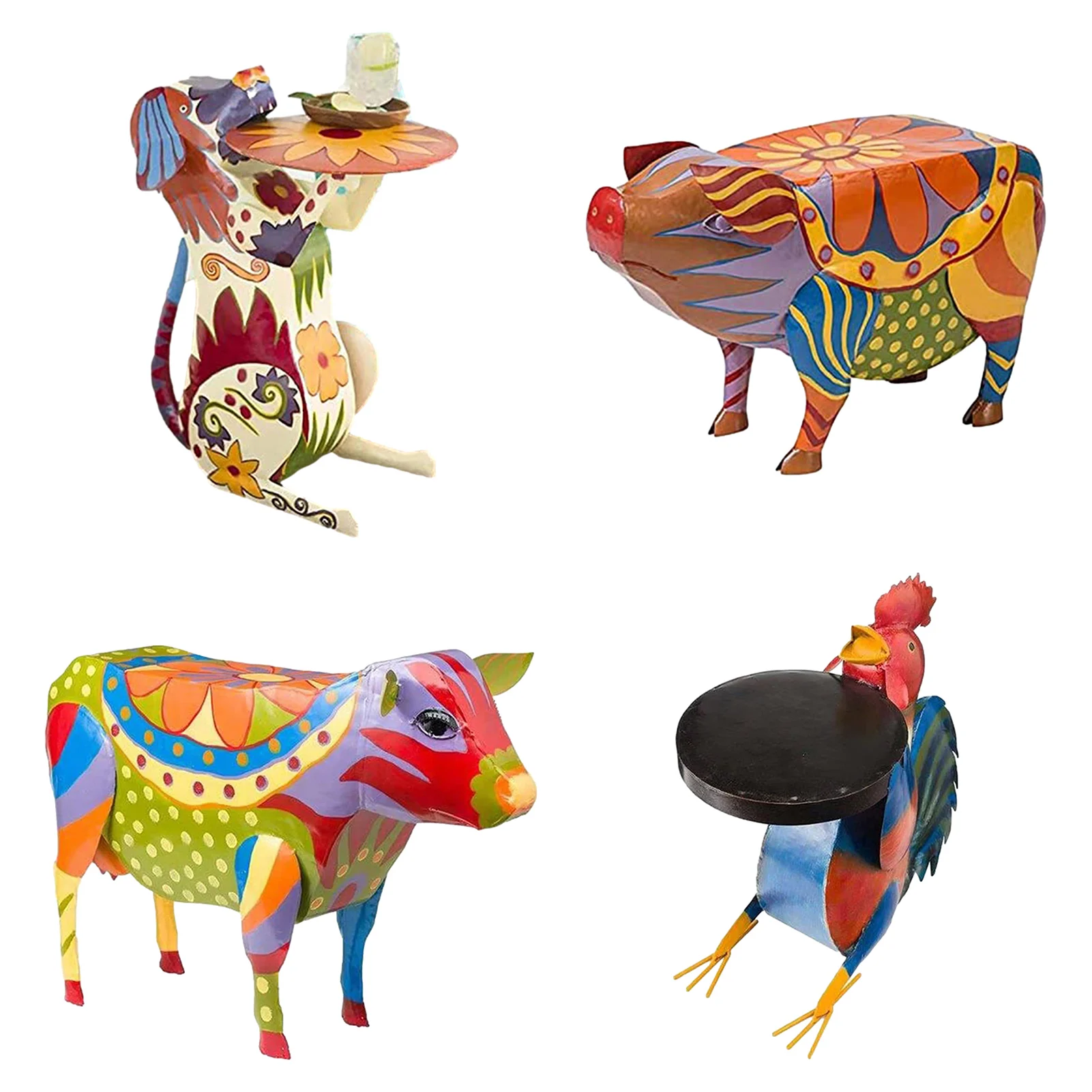 

2021 Creative Resin Painted Pig Cow Chicken Dog Decoration Innovative Resin Animal Figurines Decorative Folk Art Ornaments