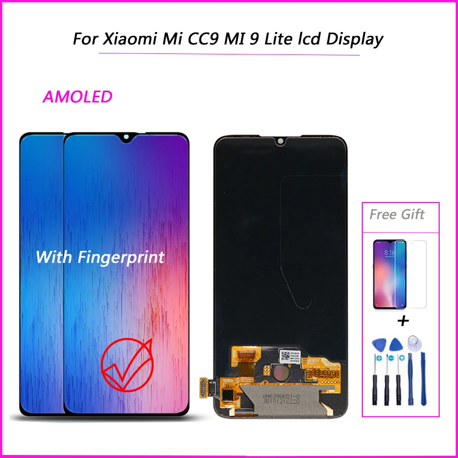 

6,39 ''Новый AMOLED для Xiaomi Mi CC9 LCD MI 9 Lite ЖК-дисплей 10 сенсорный экран дигитайзер Замена для MI9 Lite MI CC9 lcd