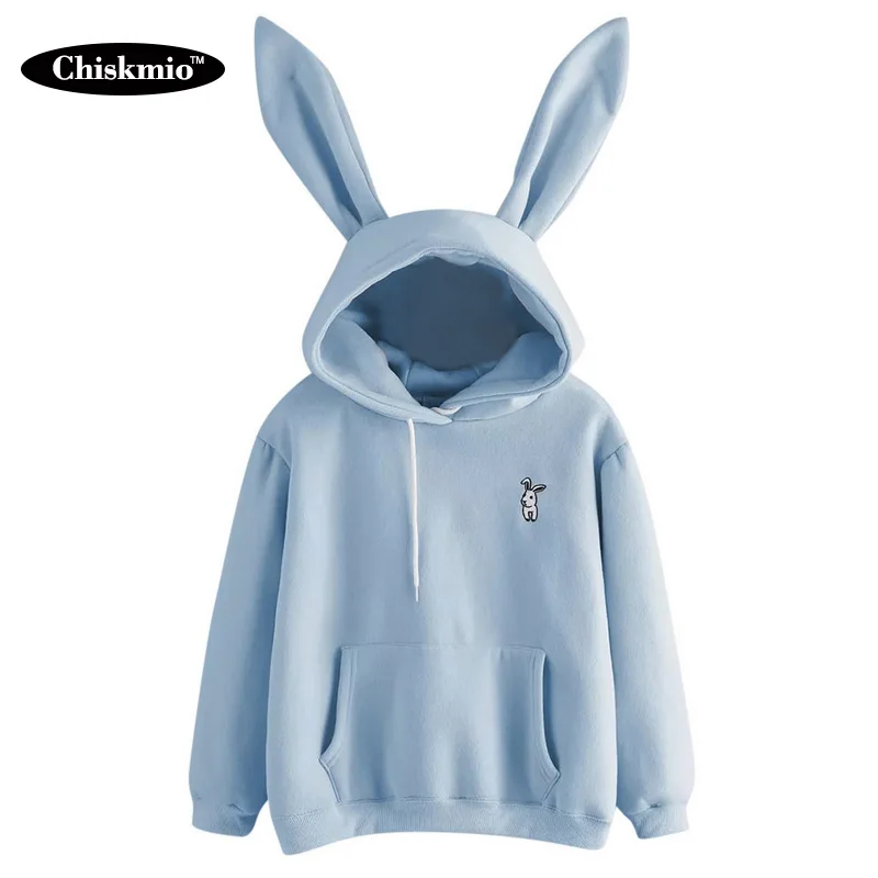 Женская толстовка с капюшоном милыми заячьими ушками Топ длинным рукавом и