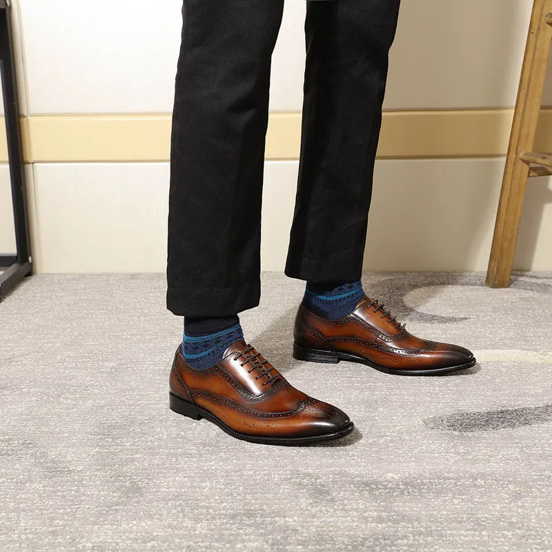 Классические перфорированные броги FELIX CHU с медальонами крыльями мужские