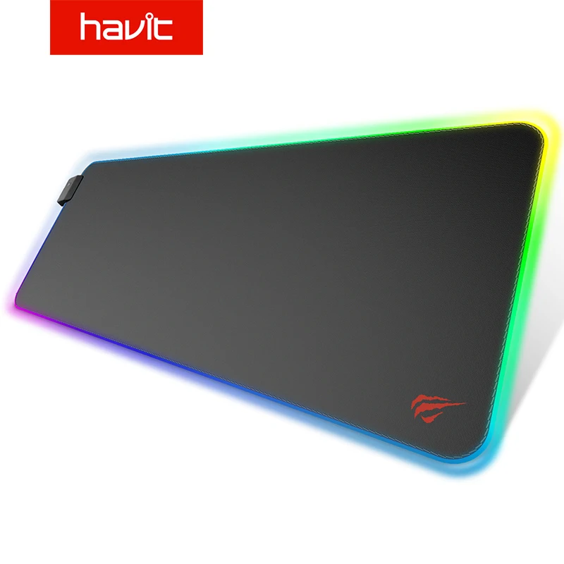 HAVIT коврик для мыши RGB с подсветкой 14 групп огней USB Нескользящая основа одеяло коврик для ноутбука компьютера Расширенная подсветка 800*300 MM - изображение
