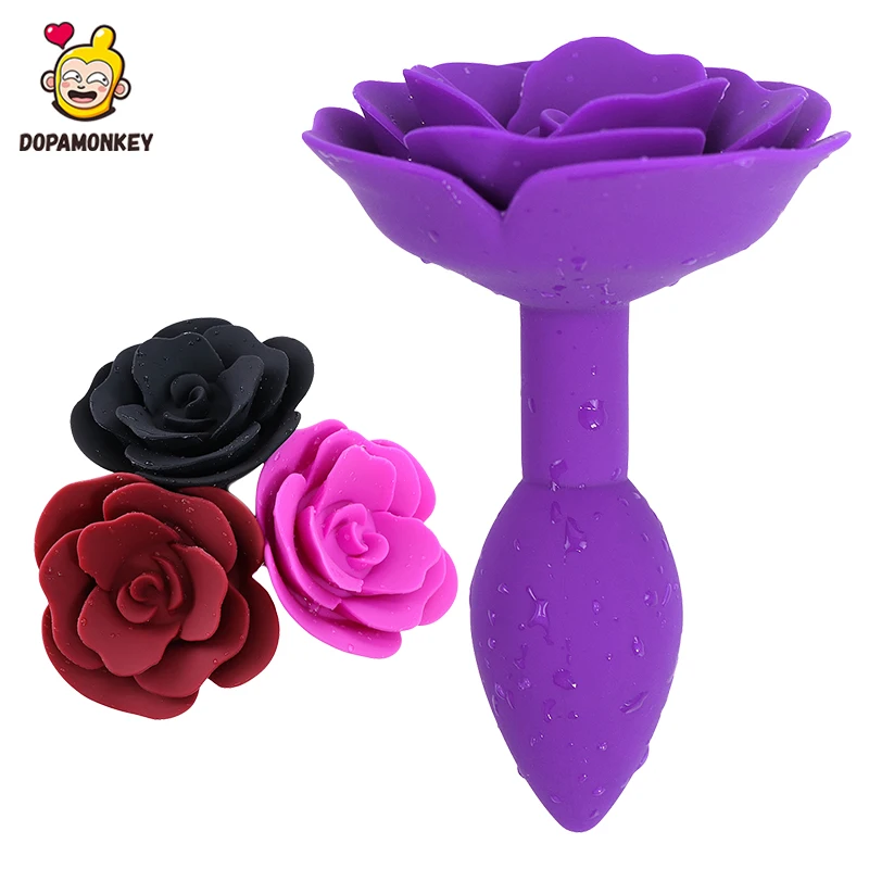 Силиконовая Анальная пробка роза цветок искусственный массаж простаты Анальный