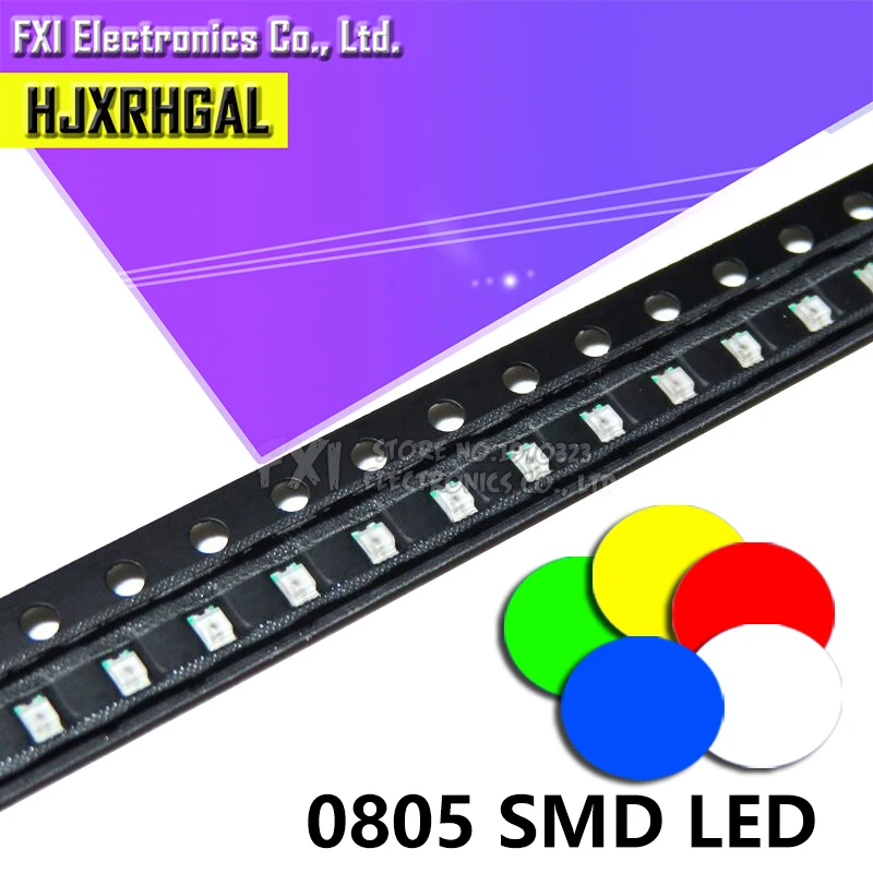 Светодиодный диодный светильник 100 шт. 0805 SMD желтый красный зеленый синий белый