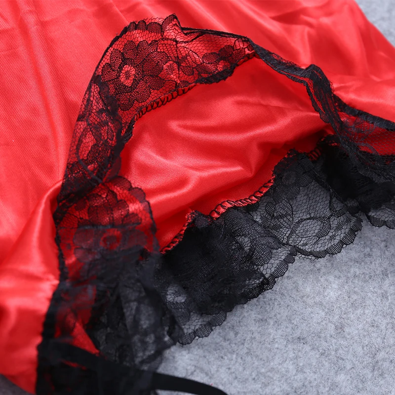 Сексуальное нижнее белье кружевное женское черная ночная сорочка + стринги|Сон и