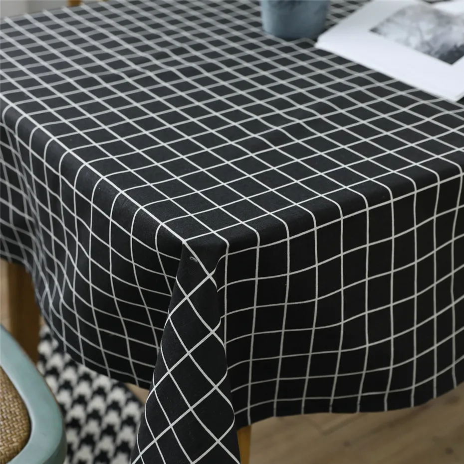 Современный минималистский черный плед скатерть пыленепроницаемый хлопок лен