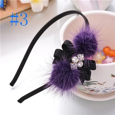 2 balls purple 1 шт., 2 стиля, Зимняя повязка на голову, циркон, камень, меховые шарики, лента для волос, женские Украшения для волос, лента для волос для девочек, аксессуары для волос - Цвет: 2 balls purple