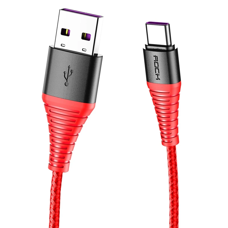 ROCK USB C кабель 5А быстрая зарядка usb type C кабель для huawei P30 Supercharge USBC Быстрая зарядка и кабель синхронизации для устройств type-C - Color: Red