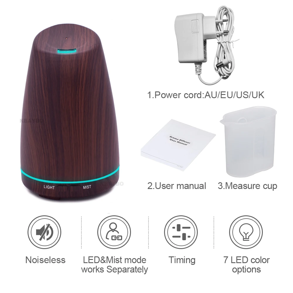 

Ultrasonic Aromatherapy Diffuser Wood Grain Ultrasonic Humidifier for Office Home Bedroom Living Room