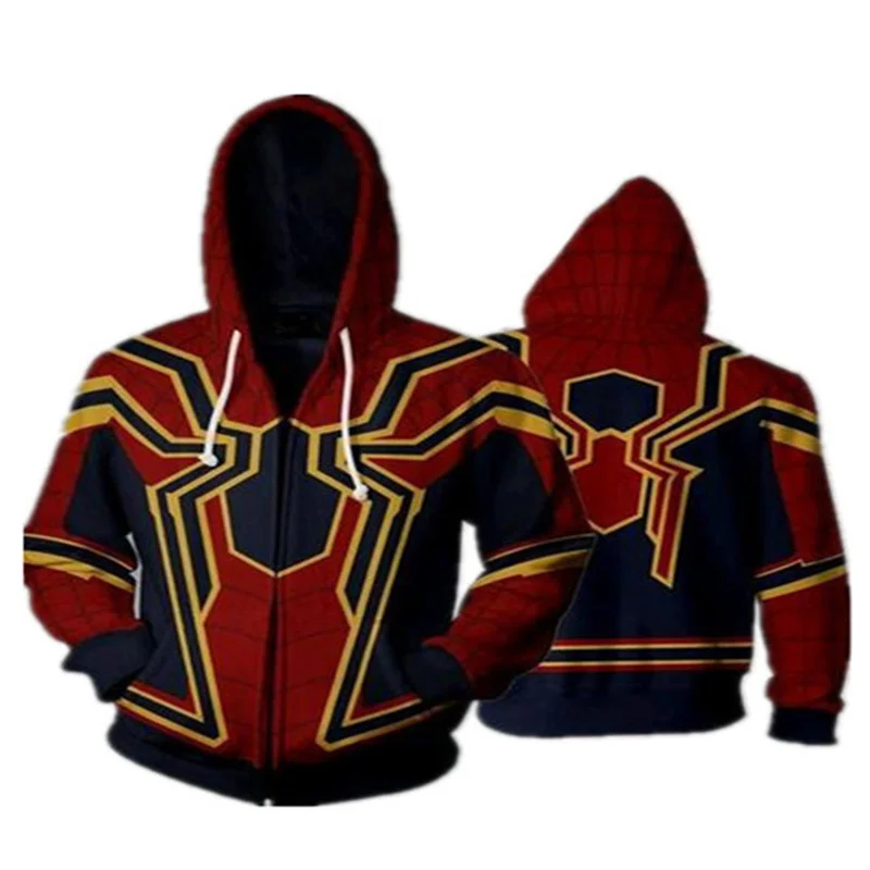 Осенняя толстовка с капюшоном на молнии изображением Человека-паука | Мужская