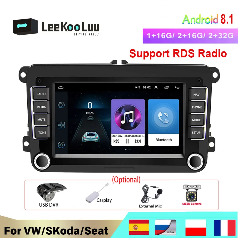 

LeeKooLuu Android 8.1 2 Din Autoradio FM RDS Radio GPS Navigation Car Multimedia Player For VW Golf 5 6 Jetta Polo Passat B4