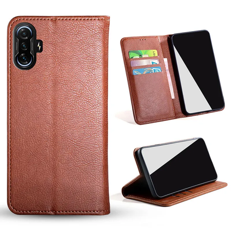Фото Чехол-книжка для Xiaomi Poco F3 GT, из искусственной кожи, без магнита №3