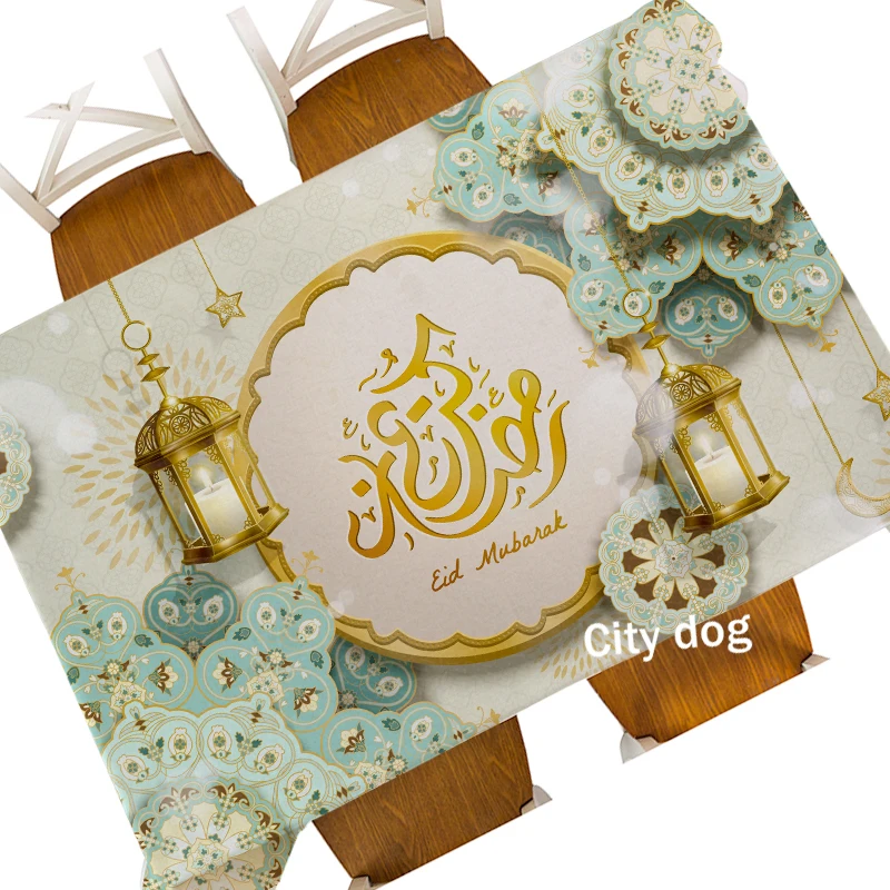 Мусульманская скатерть Eid Mubarak с принтом водонепроницаемая прямоугольная