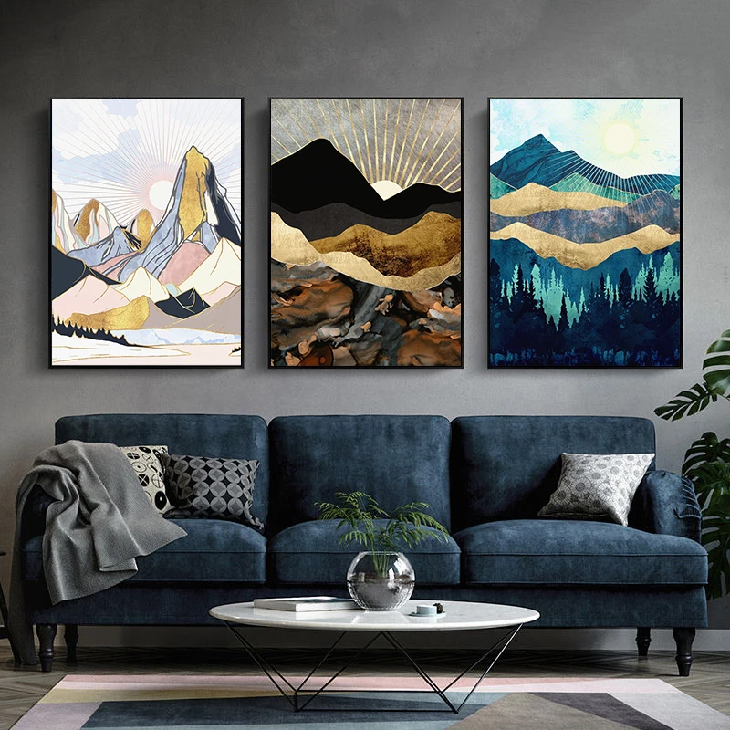 

Nordic Abstract Geometry Landscape Canvas Painting Modern Luxury Wall Art Decor Posters and Prints for Living Room Home Decor