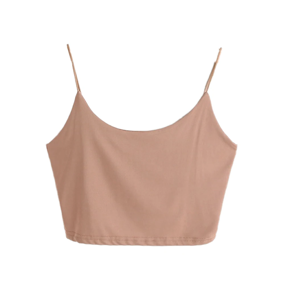 

Women's Sexy Plain Crop Top Basic Camisole Slim Sleeveless Backless Spaghetti Strap Cami Tank Tops