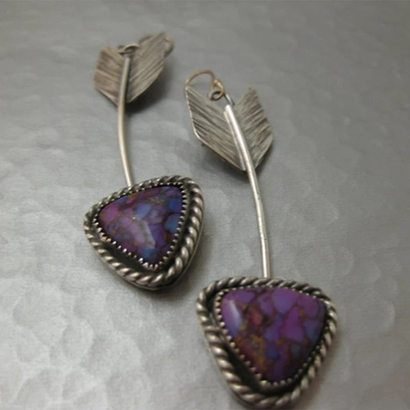 

Indian Tribal Personality Arrows Dangle Drop Earrings Triangle Resin Stone Boho Ethnic Vintage Hanging Earrings 2020 for Women