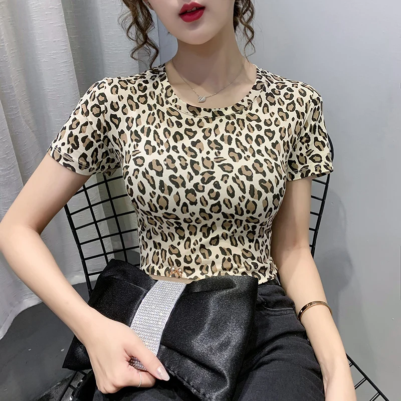 

Women Plus Size T-Shirts O-Neck Leopard Short Sleeve Women Office Lady T-Shirts Cotton 2020 New Summer Women Casual T-Shirts