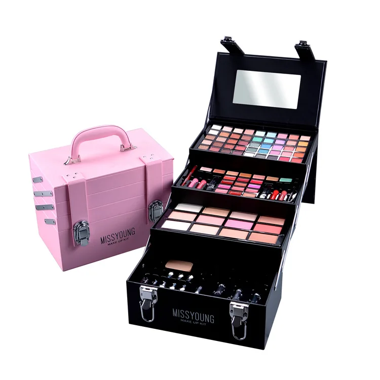 Professional cosmetic case hand-held mirror two-layer aluminum suitcase insert storage nail box tattoo bag make up case