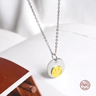 LKO настоящее серебро 925 пробы милый смайлик кулон ожерелье для женщин милое простое ожерелье с улыбкой на лице для девочки модные шикарные украшения