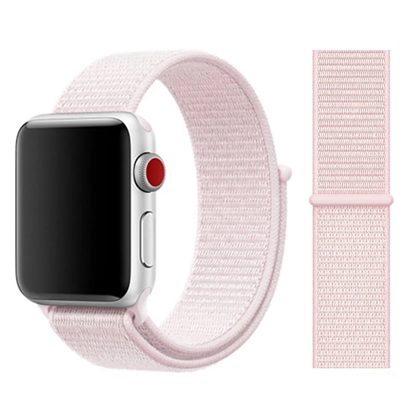 Нейлоновый ремешок для Apple watch 5 ремешок 44 мм 40 мм iWatch ремешок 42 мм 38 мм спортивный ремешок для часов Браслет Apple watch 4 3 2 1 38 40 44 мм - Цвет ремешка: pearl pink