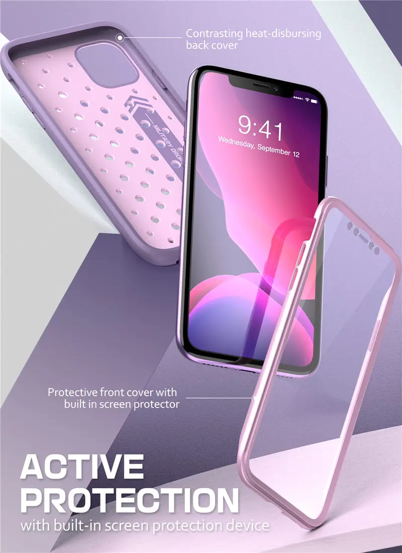 SUPCASE для iPhone 11 Case 6,"() UB Sport Premium Hybrid Жидкая силиконовая резина+ крышка ПК со встроенным протектором экрана