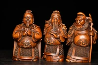 4 china lucky seikos boxwood guan yu zhang fei liu bei buddha statue taoyuan three knots statue three kingdoms hero