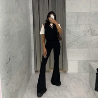 womens solid color flare pants casual high waist stretch skinny flared pants flare pants hot pants y2k pants joggers women
