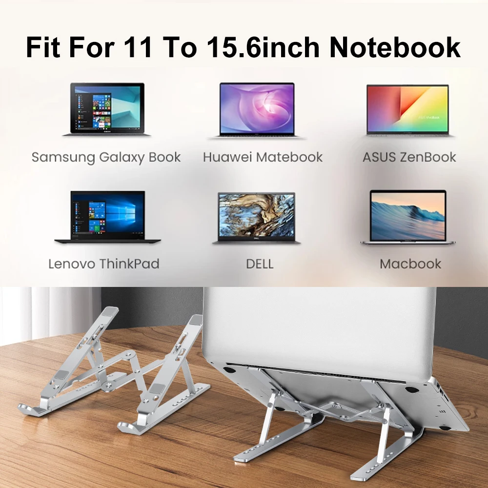 portable laptop stand aluminium foldable macbook pro support adjustable notebook holder tablet base for pc computer bracket free global shipping